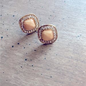 Peach diamond studs